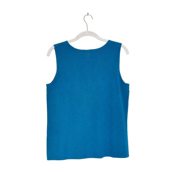 Ruby Rd. Women's Scoop Neck Embellished Sleeveless Stretch Top in Blue - Sz L - Picture 2 of 6
